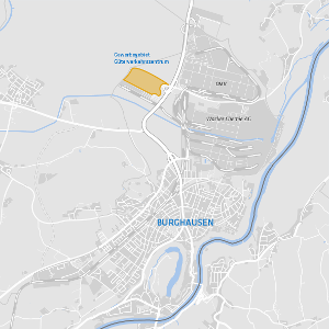 Lagekarte des Güterverkehrszentrums Burghausen.